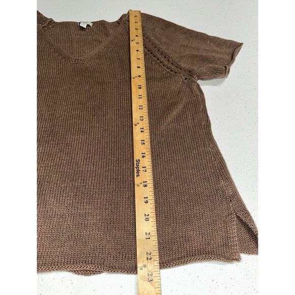 J Jill Women’s Short sleeve knit sweater Tan LP Linen blend Lightweight casual - Picture 7 of 7